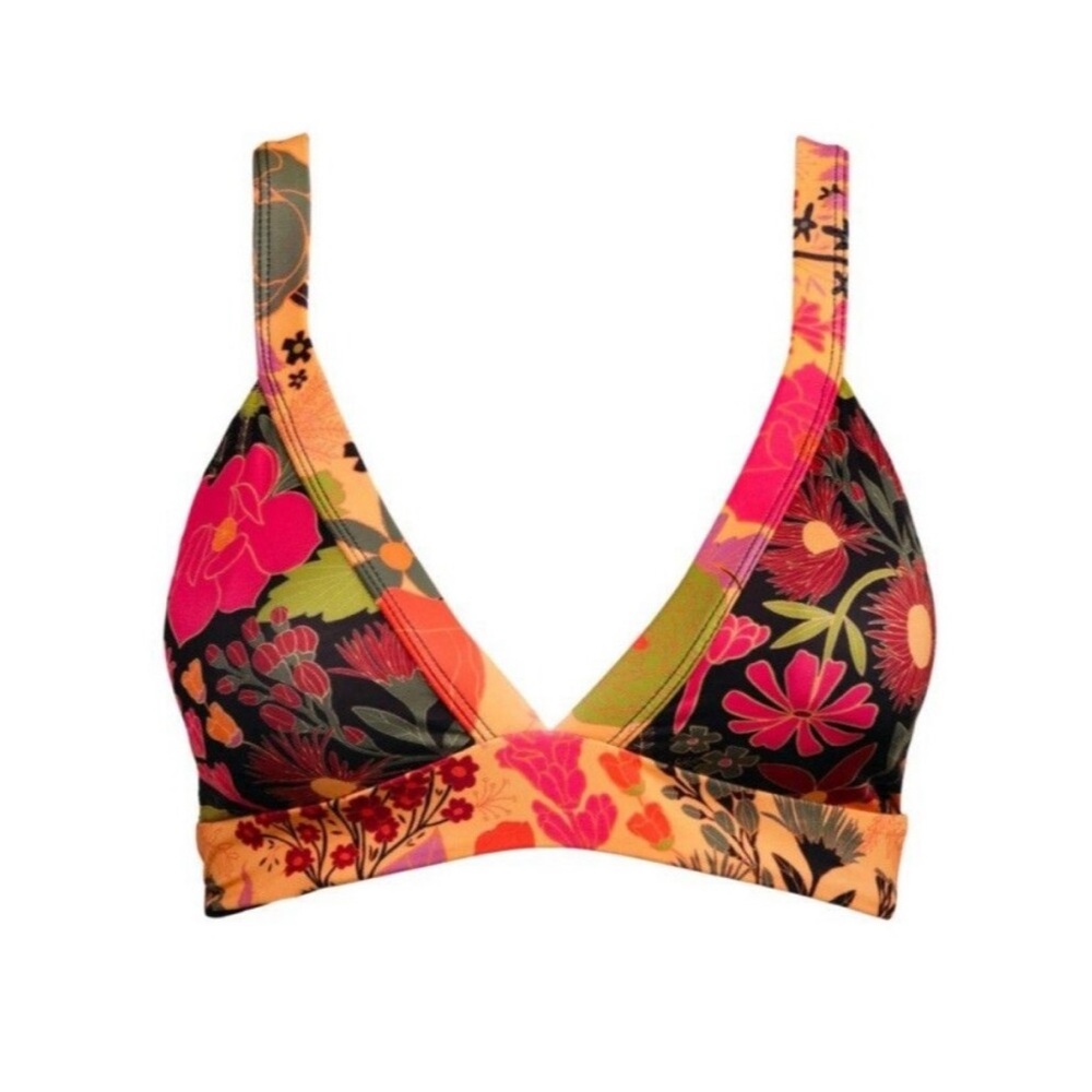 Floral Multi-Color Triangle Bikini Top - Picture 2 of 6